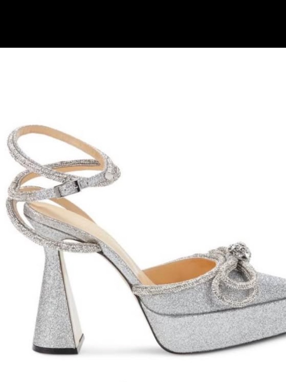 Mach Mach Silver Glitter Ankle-Strap Platform Pumps eu 39